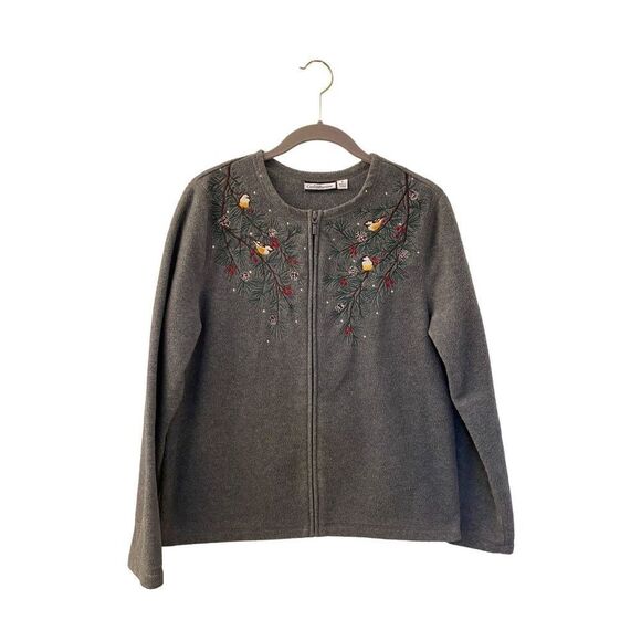 Croft and borrow fleece full zip embroidered bird sweater/jacket size small  - Picture 2 of 5